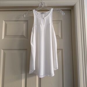 Naked Zebra White Pleated Yoke Sleeveless Women's Top